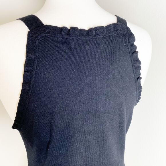 Milly Black Ruffle Hem Sweater Tank Large - Picture 4 of 7